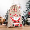 Nuevas decoraciones navideñas Bolsa de regalo de lino con estampado navideño Mochila de Papá Noel Bolsa de dulces Bolsa de manzana