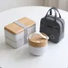 Bestseller transfronteiriço lancheira plástica de grande capacidade com duas camadas conjunto de isolamento de grau alimentício lancheira aquecível no micro-ondas para trabalhadores de escritório
