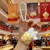 Llavero Colgante para Bolso Mazu Miaoling Zhaoying de Oro Puro 999 de Shuibeijin Regalo Festivo para Recuerdos