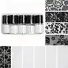 Acessórios para nail art série papel de transferência de renda preto e branco, papel de transferência, papel céu estrelado, papel de transferência com grade de borda de renda, 10 rolos
