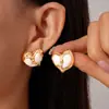 Pendientes de Acero Inoxidable con Forma de Corazón Goteando Aceite y Gota de Agua, Pendientes de Aguja de Acero, Pendientes Simples de Nicho de Moda Retro de Alta Gama