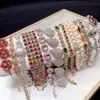 Pulseira de Zircônia Microincrustada de Marca de Luxo Leve de Alta Qualidade, Pulseira Vintage Fashionável com Zircônias e Pérolas, Joias Banhadas a Ouro