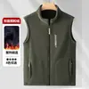 Chaleco cálido con felpa interior primavera otoño invierno abrigo para hombre de forro polar para exteriores talla grande sin mangas chaleco engrosado cuello alto