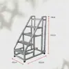 Escada de Degraus Espessa para Supermercado, Armazém, Uso Doméstico e Industrial, com Corrimãos, Três ou Quatro Degraus, com Rodas, Escada de Subida Móvel