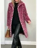 Abrigo de felpa de longitud media con estampado de leopardo estilo europeo y americano 2026, abrigo de solapa de moda para otoño e invierno, abrigo holgado para commuting, en stock