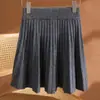 Novo Outono/Inverno Malha 100% Lã Lurex Mini Saia Plissada Feminina Cintura Alta Emagrecedora Versátil Meia Saia Saia Plissada