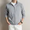 Moletom cardigã masculino com gola alta e forro de fleece, novo estilo outono/inverno 2026, com zíper, peso pesado, espessado e quente, peça externa