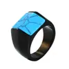 Anillo de acero inoxidable cuadrado geométrico simple turquesa flujo titanio acero para hombre Jinziying joyería europeo y americano