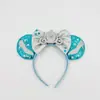 Faixa de Cabelo Frozen Faixa de Orelha do Mickey Laço de Floco de Neve Acessórios de Cabelo com Lantejoulas Faixa de Cabelo Frozen Infantil