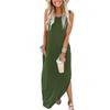 Existencias Listas Vestido Casual de Moda para Mujer Suelto Casual Europeo y Americano Color Puro Sin Mangas Falda Larga Amazon Estación Independiente
