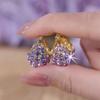Brincos Roxos com um Temperamento de Alto Padrão, Cheios de Diamantes, Brincos Azuis, Estilo Retro de Hong Kong de Celebridade da Internet, Brincos Versáteis da Moda Atacado
