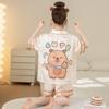 Pijamas Nuevos para Niñas 2025 Verano Seda de Hielo Manga Corta Delgados Moda Infantil para Niñas Ropa para el Hogar para Niños Medianos y Grandes al por Mayor