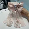 Pinza para el Cabello de Malla con Lazo y Pedrería Estilo Coreano para Mujer, Elegante Pinza de Resorte Francesa para la Parte Trasera de la Cabeza, Exquisito y Versátil Accesorio para el Cabello Transfronterizo