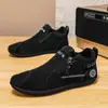 Zapatos para Hombre de Comercio Exterior Dropshipping, Zapatos Casuales Nuevos, Ligeros y Versátiles Slip-On de Suela Plana con Cremallera Lateral, Zapatos de Trabajo Deportivos para Hombre de Suela Plana
