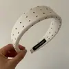 Faixa de Cabeça Azul com Bolinhas Brancas de Aba Larga para Mulheres, Novo Estilo para Uso Diário, Ferramenta para Penteado com Faixa de Cabeça de Coroa Alta