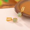 Yilu Prata S925 Prata Esterlina Banhado a Ouro Jade Hetian Jade Fino Água Fina Brincos Vintage Auspiciosos de Macarrão de Ovo Brincos de Prata Guofeng