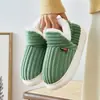 Estoque Pronto Dropshipping Chinelos de Veludo Algodão Inverno Calcanhar Totalmente Fechado Quente Casa Interior Macio Solado Grosso Antiderrapante Sapatos de Algodão para Interior