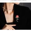 Presente festivo luxo elegante pérola artesanato vintage flor de peônia rosa acessórios broche de alta qualidade atacado