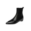Botas Slimming Elegantes de Bico Fino Estilo Coreano com Salto Interno Aumentador de Altura 2026 Outono/Inverno Salto Anabela Salto Médio Pele de Ovelha Elástico Botas Curtas para o Dia a Dia para Mulheres