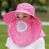 Sombrero para Ciclismo de Verano, Sombrero con Protección Solar, Velillo para Cubrir Cara y Cuello, Ala Ancha, Sombrero Integral para Mujer para Exteriores para Recoger Té