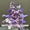 Flor de Suelo para Boda Morada Romántica Decoración para Banquete de Compromiso Flores para Pasillo de Salón de Bodas Arreglo de Flores de Seda para Boda
