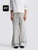 Con una textura rica, pantalones casuales color lino para hombres y mujeres, holgados, estilo perezoso, sensación relajada, rayas de algodón y lino, buena caída, pantalones de pierna ancha