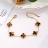 Pulseira de trevo de quatro folhas mais vendida na Amazon pulseira dupla face aço titânio 18K ouro real cor 18k joia versátil atacado