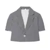 Moda Europea y Americana Transfronteriza Aliexpress Más Vendido Blazer Corto de Manga Corta con Cuello en V Cuadros Pequeños + Pantalones Capri Cuadros de Cintura Media