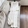 Conjunto Duas Peças Primavera 2026 Novo: Blusa Top de Tencel e Linho + Calça Wide Leg Atacado N6Gtz7211