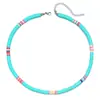 Estilo Praia Verão Europeu e Americano Novo Colar Artesanal Feminino Camadas Coloridas com Contas DIY Corrente de Clavícula de Cerâmica Macia Corrente