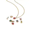 Colgante de Acero Inoxidable Estrella Geométrica de Cinco Puntas Incrustado con Diamante Chapado Eléctrico de 18K Colgante de Circonita Cúbica Accesorios para Joyería de Aretes y Collares DIY