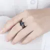 Novo Anel de Arma de Fogo Fashion Transfronteiriço Huajie Temu com Pedra Azul Marinho Inlaid Joia de Noivado Europeia e Americana Ins para Mulheres