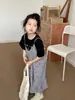 Camiseta de manga curta Xuanxuan sauce infantil algodão meninos e meninas verão estampa de leopardo vestido de alça V casual terno verão