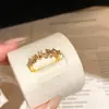 Anel Folha de Zircônia Banhado a Ouro 18K Real Verão 18K Anel para Dedo Indicador de Nicho de Alto Padrão Joia de Mão Simples e Fashion