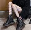 Medias de Rejilla con Encaje Floral Blanco para Mujer, Diseño Delgado Hueco, Medias de Encaje Negro Sexy, Populares en Línea, Estilo Jk, Versión Delgada