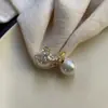 Pendientes de Aro Saturno Perla de Lujo Super Flash Delanteros y Traseros Elegantes Versátiles Exquisitos Pendientes Nuevos Pendientes de Diseño Nicho para Mujer