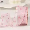 Cinta de Chifón con Forma de Corazón de Cereza y Encaje Ondulado con Lazo Materiales para Accesorios de Cabello DIY Cinta para Empaque de Ramo de Regalo Cinta con Borde de Flecos