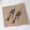 [Selección Premium] Pendientes Largos con Borlas Tejidas de Plumas Estilo Étnico Vintage para Mujer Pendientes Huecos de Gama Alta Bohemios