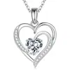 Collar con Colgante de Corazón de Plata Transfronterizo Europeo y Americano para Mujer con Circonita de Colores, Regalo para el Día de San Valentín y el Día de la Madre