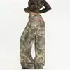Pantalones de camuflaje bordados con ramas, estilo callejero holgado BTSG, pantalones casuales de trabajo de pierna ancha retro americano unisex