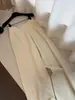 Pantalones de punto de cachemira para mujer, de pierna ancha, cintura alta, con caída fluida, engrosados para mayor calidez y diseño hasta el suelo