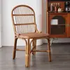 Silla con Respaldo de Ratán Tejido Usada B&B Retro Natural Ratán Real Silla para Mesa de Comedor Silla de Comedor para el Hogar Silla de Ocio para Balcón