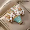 Nuevo Broche de Flor Esmaltada Moda Cesta de Flores Pin Accesorio de Personalidad Vintage En Stock Venta al por Mayor