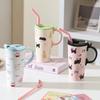 Caneca de Cerâmica para Café Copo de Água Aberto Médio Bebida Direta Capa de Silicone Design Simples Transporte Conveniente Presente Alto Valor de Cor Personalização