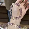 Pulsera de Amatista Natural para Mujer, Regalo de Aguamarina Transparente como el Hielo, Joyería de Pulsera de Círculo Único, Mejora la Tez, Adecuado para el Año de Nacimiento, Verano