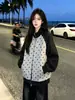 Sudadera con cremallera y manga larga de lunares, diseño moderno y único estilo coreano para mujer, nuevo top casual de otoño e invierno