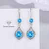 Brincos para Mulheres Estilo Coreano Literário e Artístico Pequeno Fresco e Doce Gota de Água Azul Zircônia Brincos Temperamento Brincos Curtos