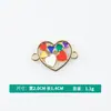Al por mayor Versión Coreana Creativo Doble Colgante Corazón Patrón Arcoíris Aleación Goteo de Aceite Collar Pulsera Colgante Joyería Accesorios DIY