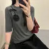 Diseñado con Decoraciones Florales, Suéter de Punto de Manga Media para Mujer, Nuevo Estilo Otoño Temprano 2026, Suéter Base Interior