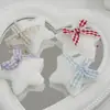 Lazo de Cuadros Estrella Blanca de Cinco Puntas Ropa Peluda de Otoño e Invierno Zapatos y Calcetines Accesorios Tocado DIY Materiales Hechos a Mano